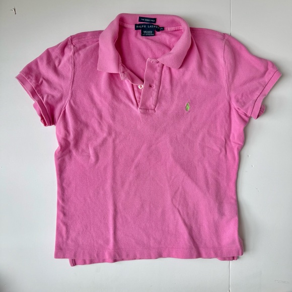 Polo Ralph Lauren Pink Skinny Fit Polo Shirt L Green Pony Cotton - Picture 2 of 4
